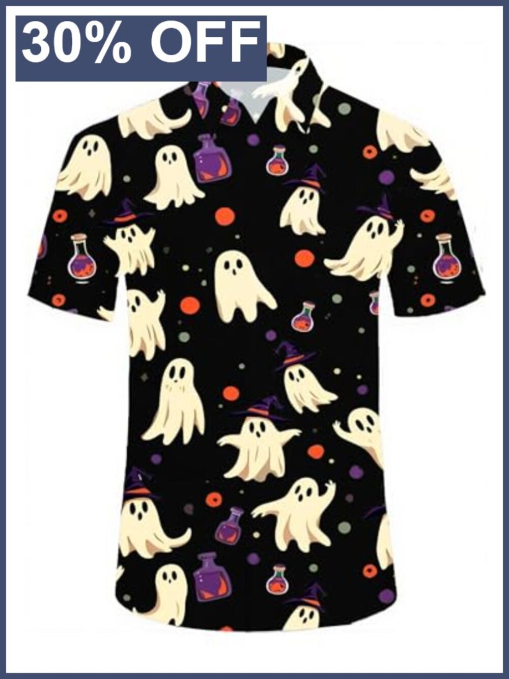 Spooky Ghost Hawaiian Button Up Shirt